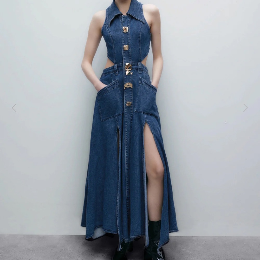 Denim Sleeveless Maxi Dress
